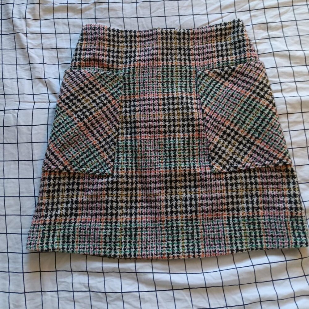 Maeve by Anthropologie multi tweed A-line mini skirt, size 0